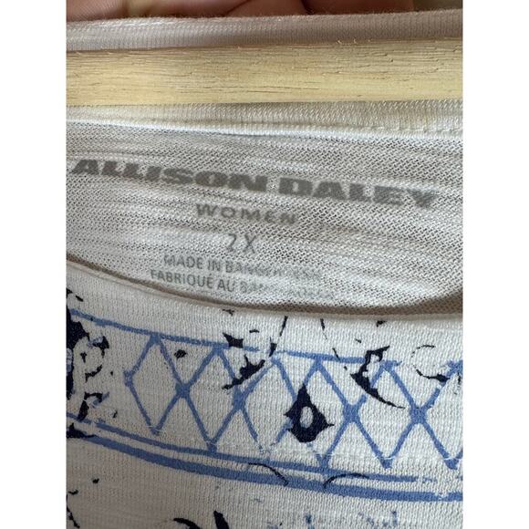 Alison Daley Women’s Top Plus Size 2X Slub Knit Cotton Blend Lightweight Print - Picture 3 of 6